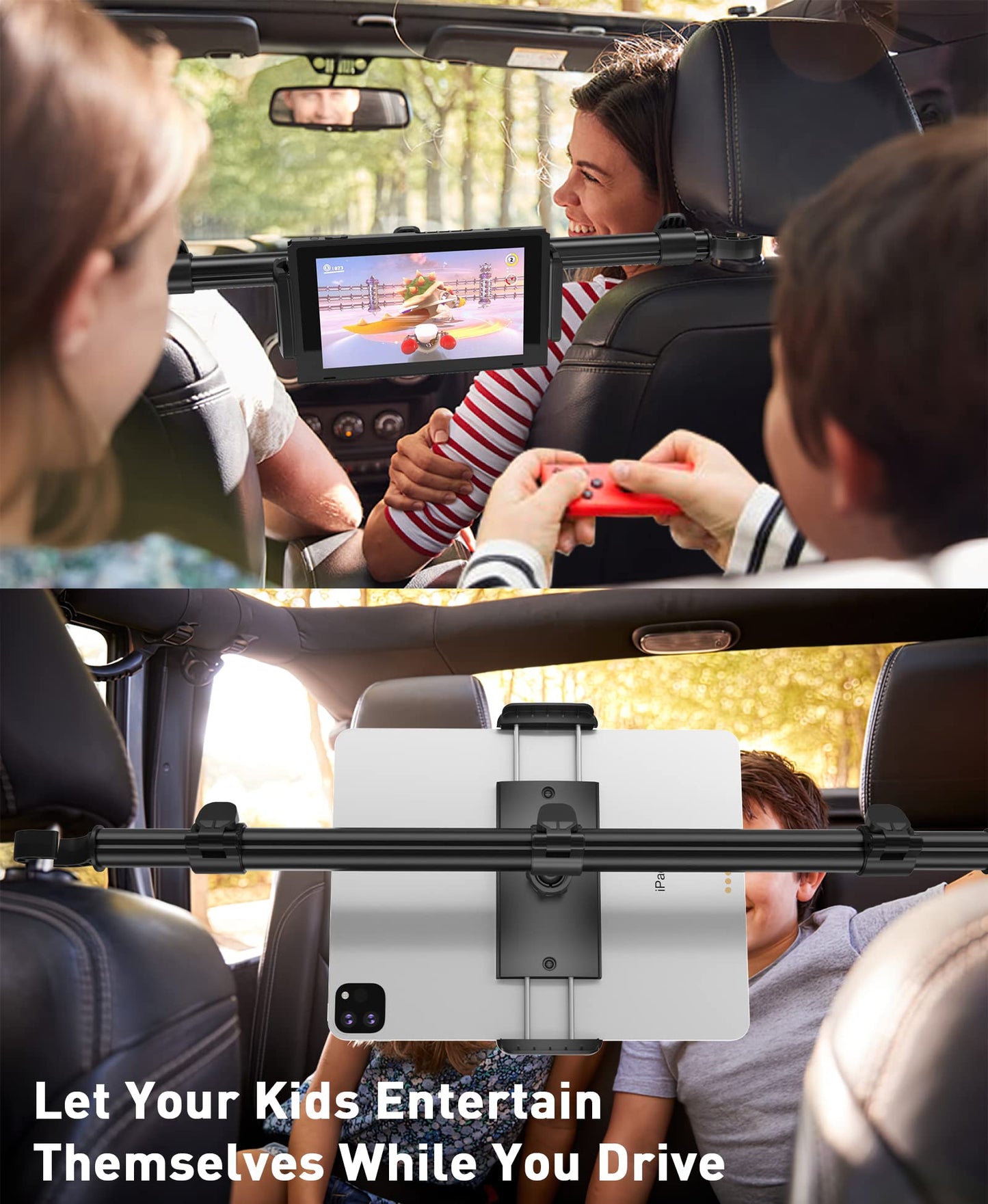 Car Tablet Holder Mount for iPad: Headrest Tablet Stand for Car Back Seat Compatible with iPad Pro Air Mini | Galaxy Tab | Kindle Fire HD | Switch OLED or Other 4.7-16.1" Devices