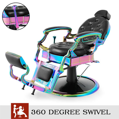 Artist hand Retro Barber Chair Heavy Duty Barber Chairs Vintage Salon Chair Hydraulic Recline Beauty Spa Styling Equipment Rounded Cushioning with Puckered Button (Laser Frame)