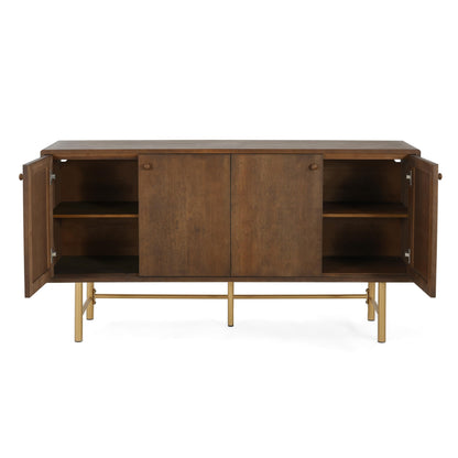 Christopher Knight Home Dodie Wooden Sideboard Cabinet, Large Sideboard Buffet Cabinet, Living Room Accent Storage Cabinet with Adjustable Shelves,Kitchen Cabinet Organizer for Coffee Bar,Walnut Brown