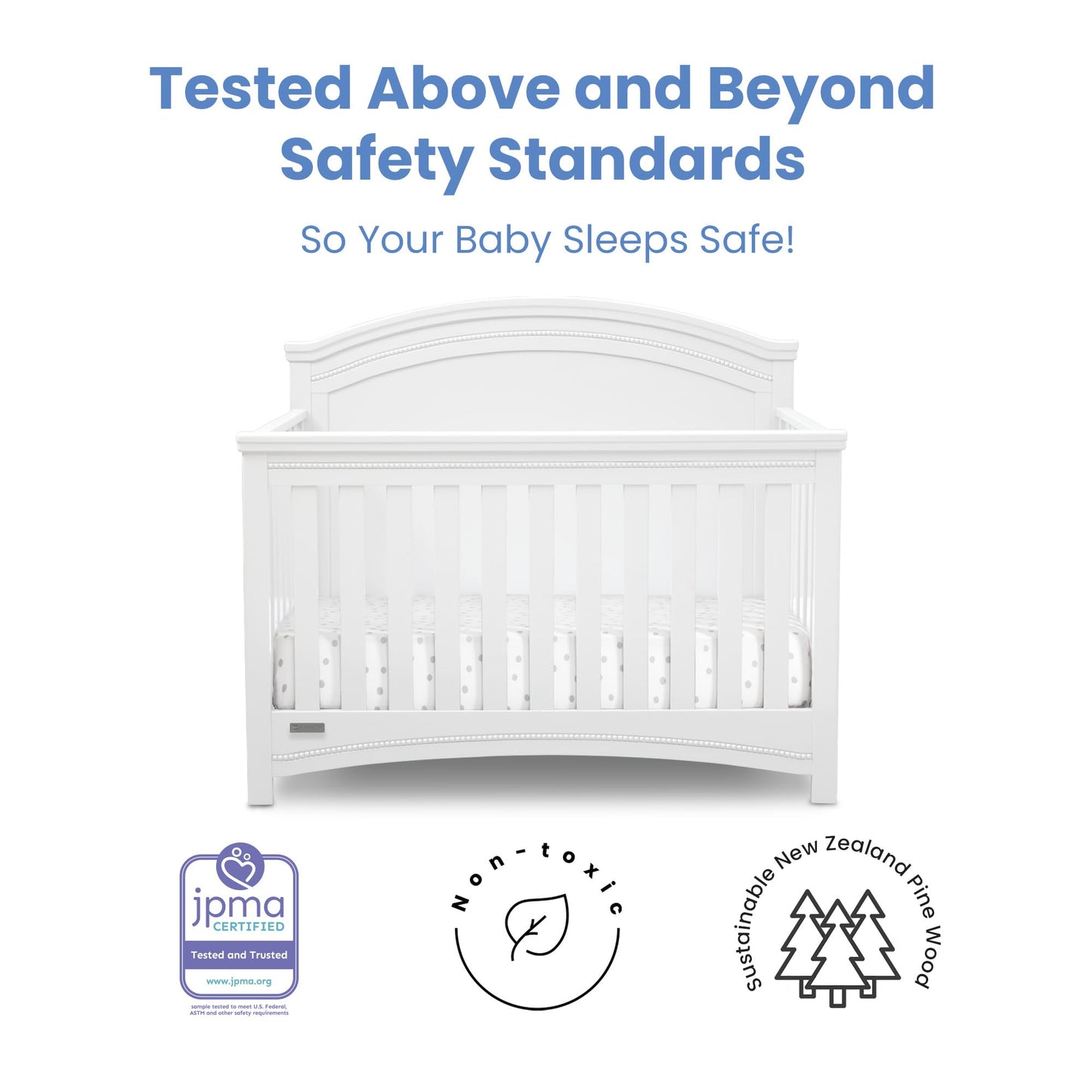 Simmons Kids SlumberTime Emma 4-in-1 Convertible Baby Crib N More - Greenguard Gold Certified, Bianca White