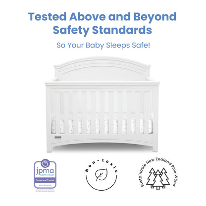 Simmons Kids SlumberTime Emma 4-in-1 Convertible Baby Crib N More - Greenguard Gold Certified, Bianca White