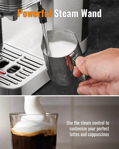 SHARDOR Espresso Machine 20 Bar, Professional Espresso Machine with Milk Frother and Touchscreen, Expresso Coffee Machines with Adjustable Temperature,for Cappuccino, Latte