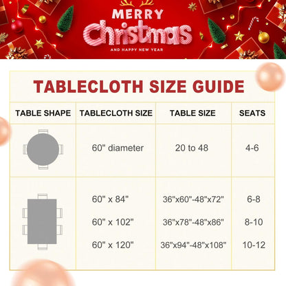 60 Inch LUSHVIDA Christmas Round Table Cloth Washable Water Resistance Holiday Microfiber Tablecloth Decorative Table