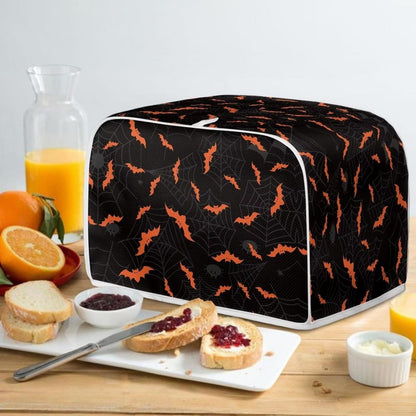 Halloween Spider Web Bats Toaster Cover, Dustproof 4 Slice Small Appliance Cover