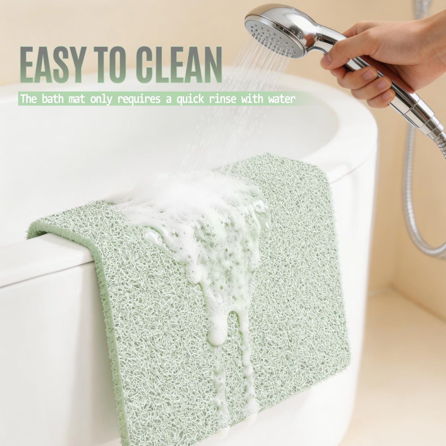 Joyhalo Shower Mat Bathtub Mat Non Slip, Bathmats Non Slip, Quick Drying Foot Scrubber Loofah Mats for Shower, Tub, Bathroom, Home,30x17inch, Mint Green