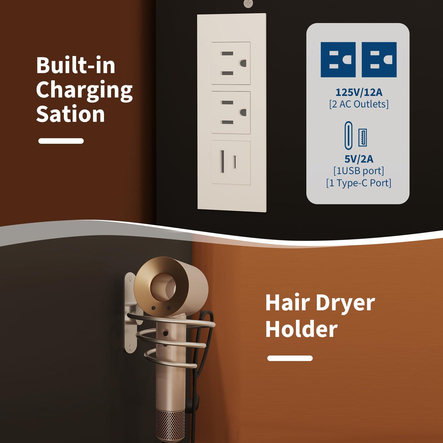 Vanity Desk with Large Mirror and Lights, Makeup Vanity Desk Set with Power Outlet, Stool, 10 Drawers Storage, Magnifying Glass, Hairdryer Holder, 3 Lighting Color Adjustable for Bedroom (Black)