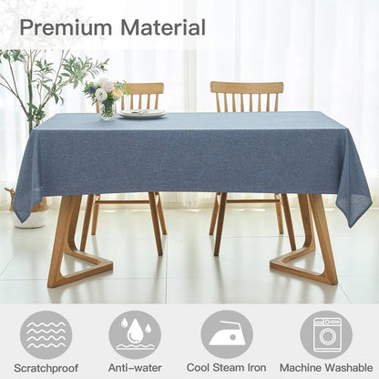 maxmill Rectangle Linen Textured Tablecloth Waterproof Spillproof Wrinkle Free Washable Fabric Table Cloth Kitchen Dining Tabletop Decoration Table Cover for Holiday Party, 52 x 70 Inch, Demin Blue