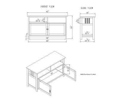 Alaterre Furniture Mission TV Stand with Open Shelves and 2 Cabinet Doors – Classic 42” Wood Media Console for TV, Gaming Consoles & Video Equipment in Living Room or Bedroom (Cherry)