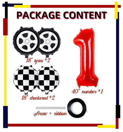 Kwuz Race Car Birthday Balloons Boys Fast One First Birthday Decorations Race Car Theme Wheels Party Decor Supplies Favors Black Red Foil Mylar Helium 1 Balloon Number 40 inch