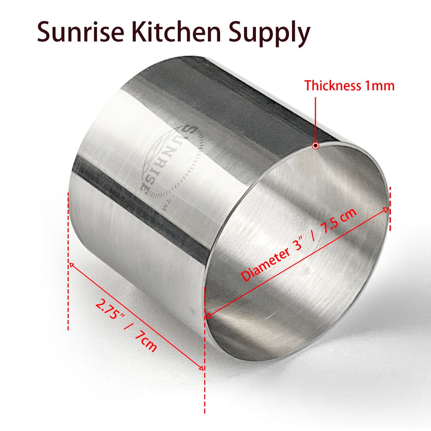 Sunrise Kitchen Supply Plating Forms Stainless Steel Ring Mold Sets 3" X 2.75" (2)