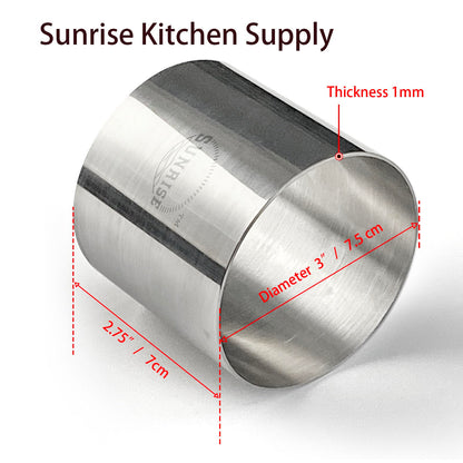 Sunrise Kitchen Supply Plating Forms Stainless Steel Ring Mold Sets 3" X 2.75" (2)