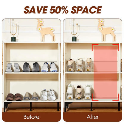 MOVDEET 12 Pack Shoe Slots Organizer for Closet, Adjustable Shoe Stackers for a Pair of Shoes Shoe Rack Storage Shoe Space Saver 50% Shoe Shelf Display Holder for Closet