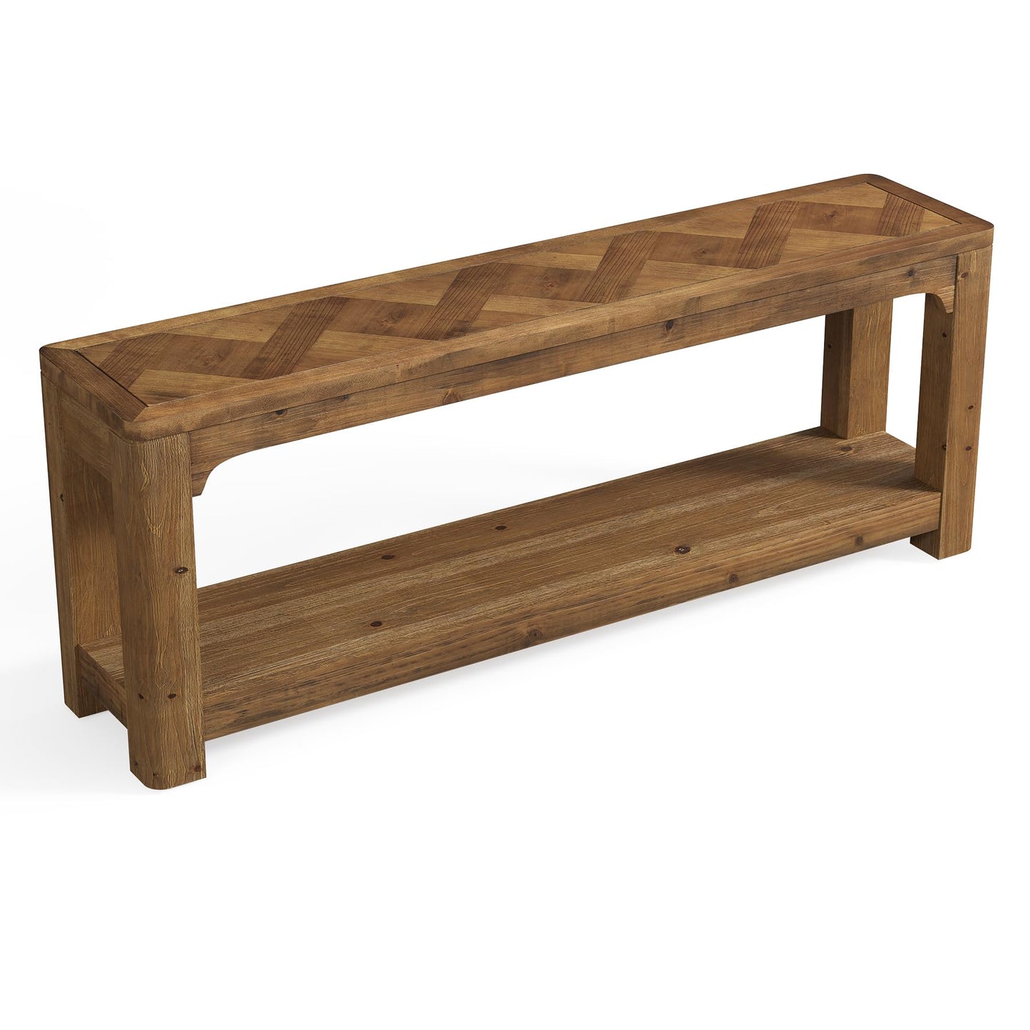 LITTLE TREE Solid Wood TV Stand with Open Storage Shelves, Farmhouse TV Stand for 65-Inch TV, Mid Century Modern TV Stand for Living Room, Bedroom - 63" Rustic Brown