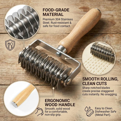 Lattice Pastry Cutter, Professional Lattice Roller for Pie & Beef Wellington, Sharp Multi-Blade Dough Cutter for Even Decorative Crusts, Easy-Clean Baking Gift for Home Bakers