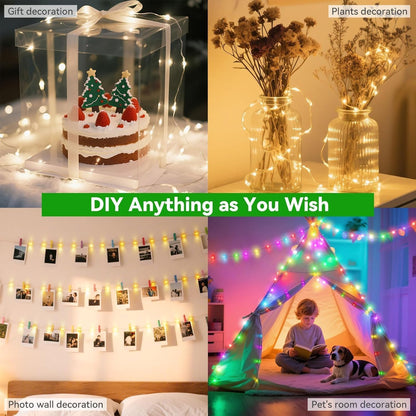 200 66 35 4th Lovelite LED Fairy Lights Color Changing, FT Colors of July Fairy Lights with Remote, Red White and Blue