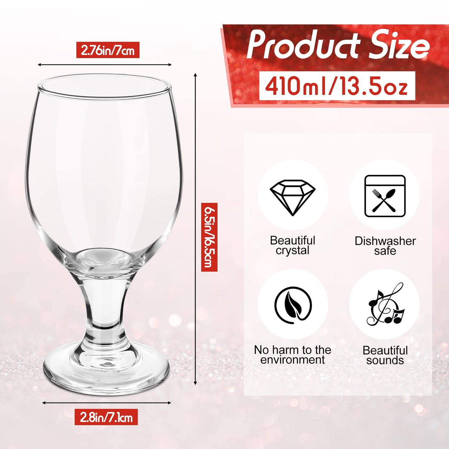 Patelai Set of 120 Water Goblet, 13.5 oz Clear Drinking Glasses Bulk Dishwasher Safe, Stemmed Water Glass for Juice Wine Beer Tea Sangria Cold Beverages, Reusable Glassware for Home Party Restaurant