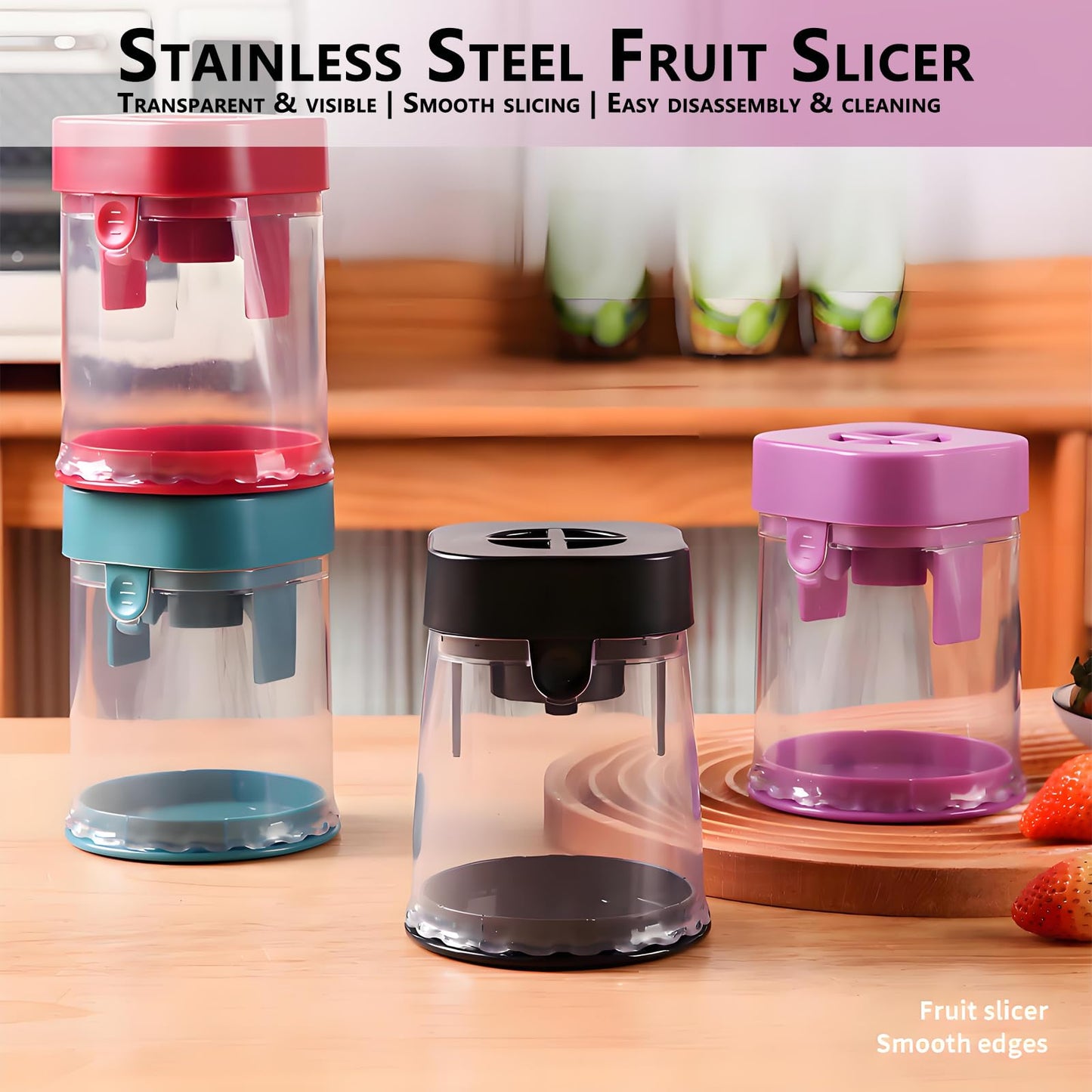 Kesttenn New Grape Cutter for Toddlers, Cutter Quarter Slicer Tool Into 4 Pieces for Slicing Grapes, Strawberries, Cherry, Tomatoes (Pink)