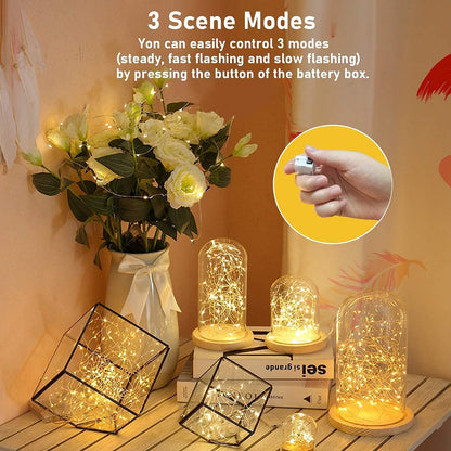 24 Pack [3 7ft 20 Fairy Lights Battery Operated Modes] LED Mini Twinkle String Lights Waterproof Silver Wire Firefly