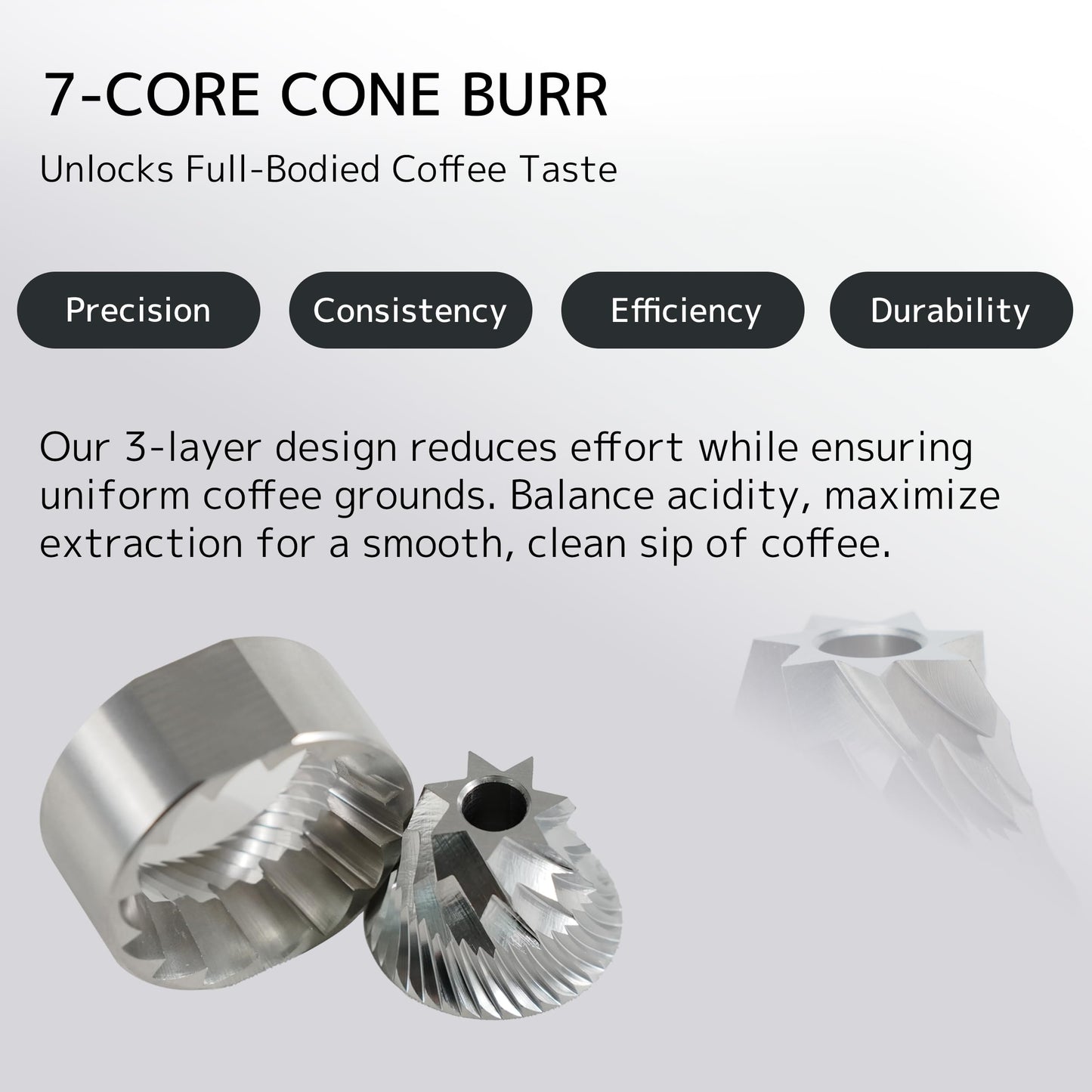 DHPO Sky-Two Manual Coffee Grinder With 7 Axis Stainless Steel Conical Burr Mill, Portable Hand Coffee Grinder With Foldable Handle For Espresso, Drip, French Press, Camping, Travel, Home, Black