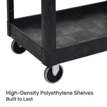 Tubstr Extra Large Two-Shelf Utility Cart with Wheels (2-Pack) | 500 lb. Capacity Rolling Utility & Tool Carts for Warehouses, Industrial Settings, Auto Garages, & More (Black, 45.5 x 24.5)