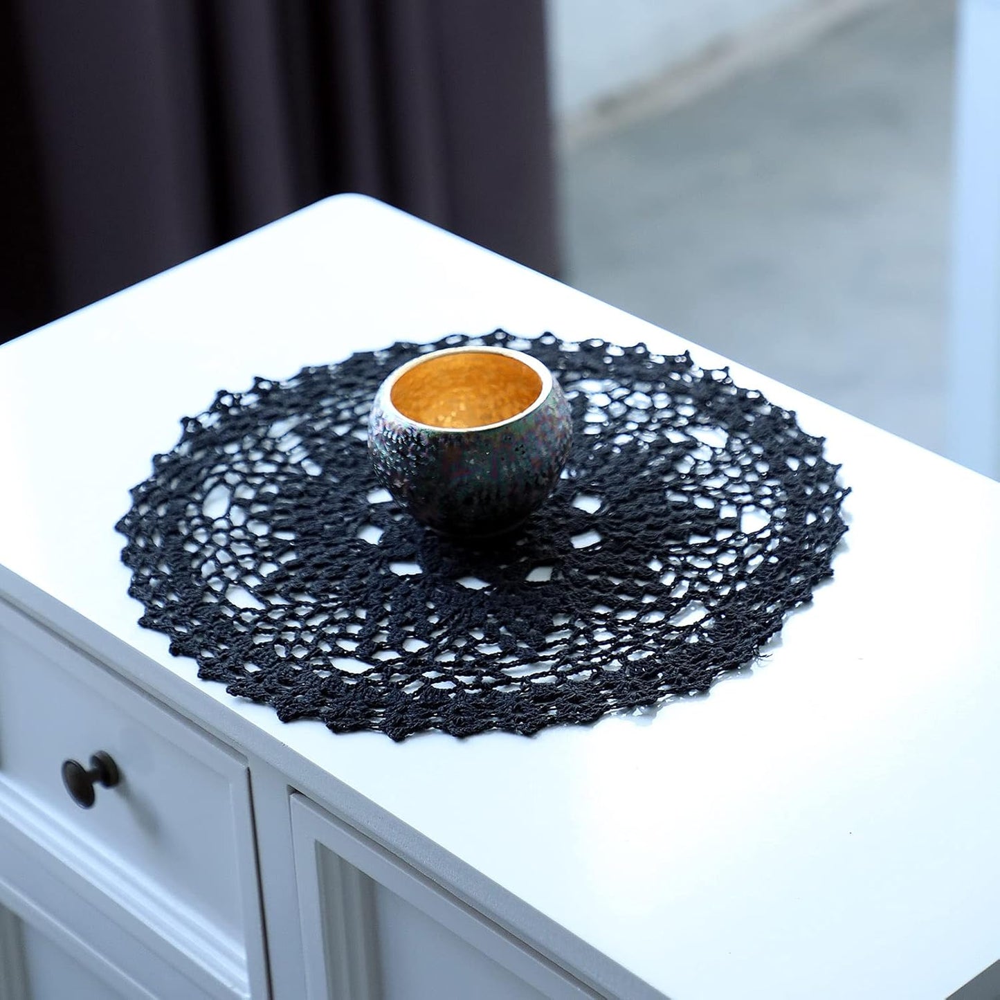 2 12 Inch Pieces Halloween Doilies Crochet for Dressers and End Tables Crafts Disposable Small Valentines Doilies Cloth