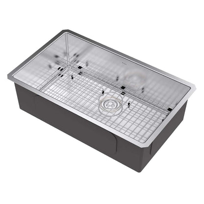 Kraus KHU100-32 Standart PRO 16 Gauge Undermount Single Bowl Stainless Steel Kitchen Sink, 32 Inch