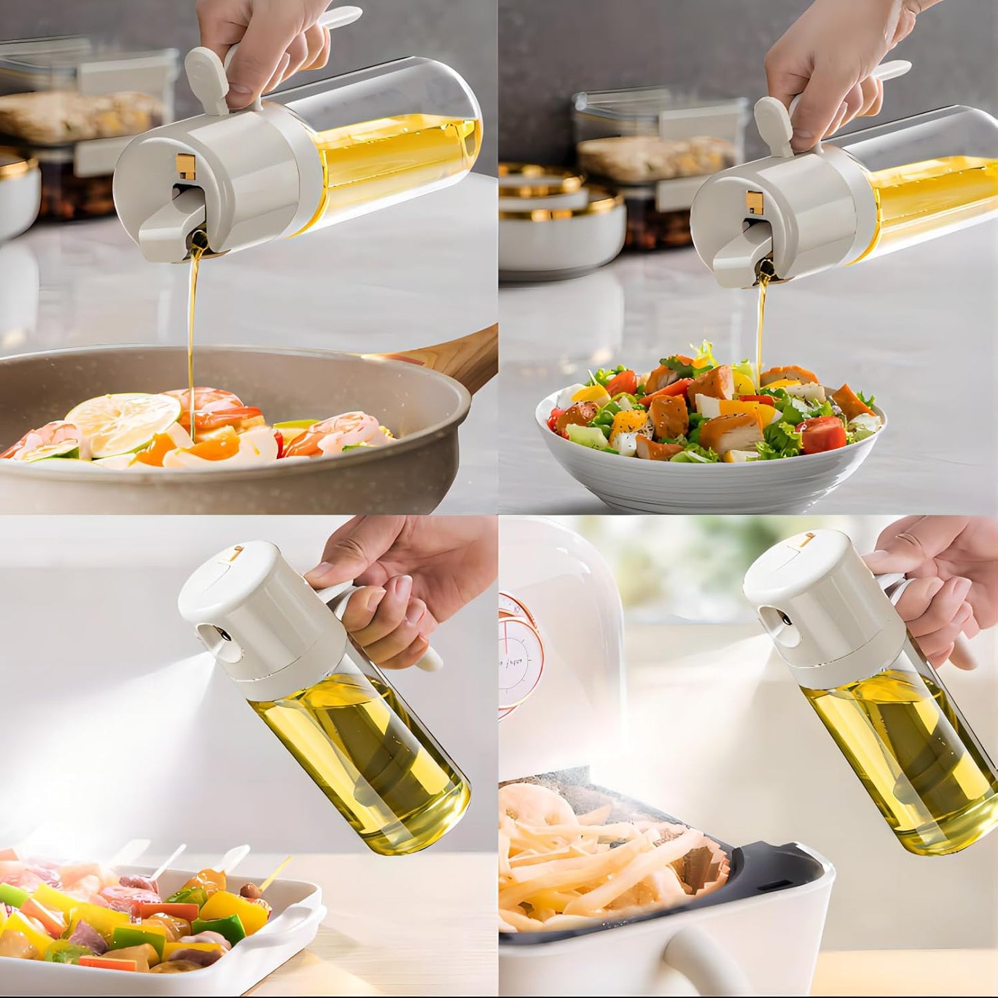 Oil Dispenser Bottle for Kitchen, 2 in 1 Oil Sprayer & Dispenser, 18.5 OZ Olive Oil Bottle