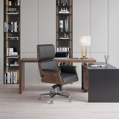 LOVEDIMA Ergonomic Office Chair, Adjustable Height Desk Chair with 360° Swivel Wheels, Faux Leather Computer Chair, Rolling Home Office Chair for Work, Study, or Gaming,Black