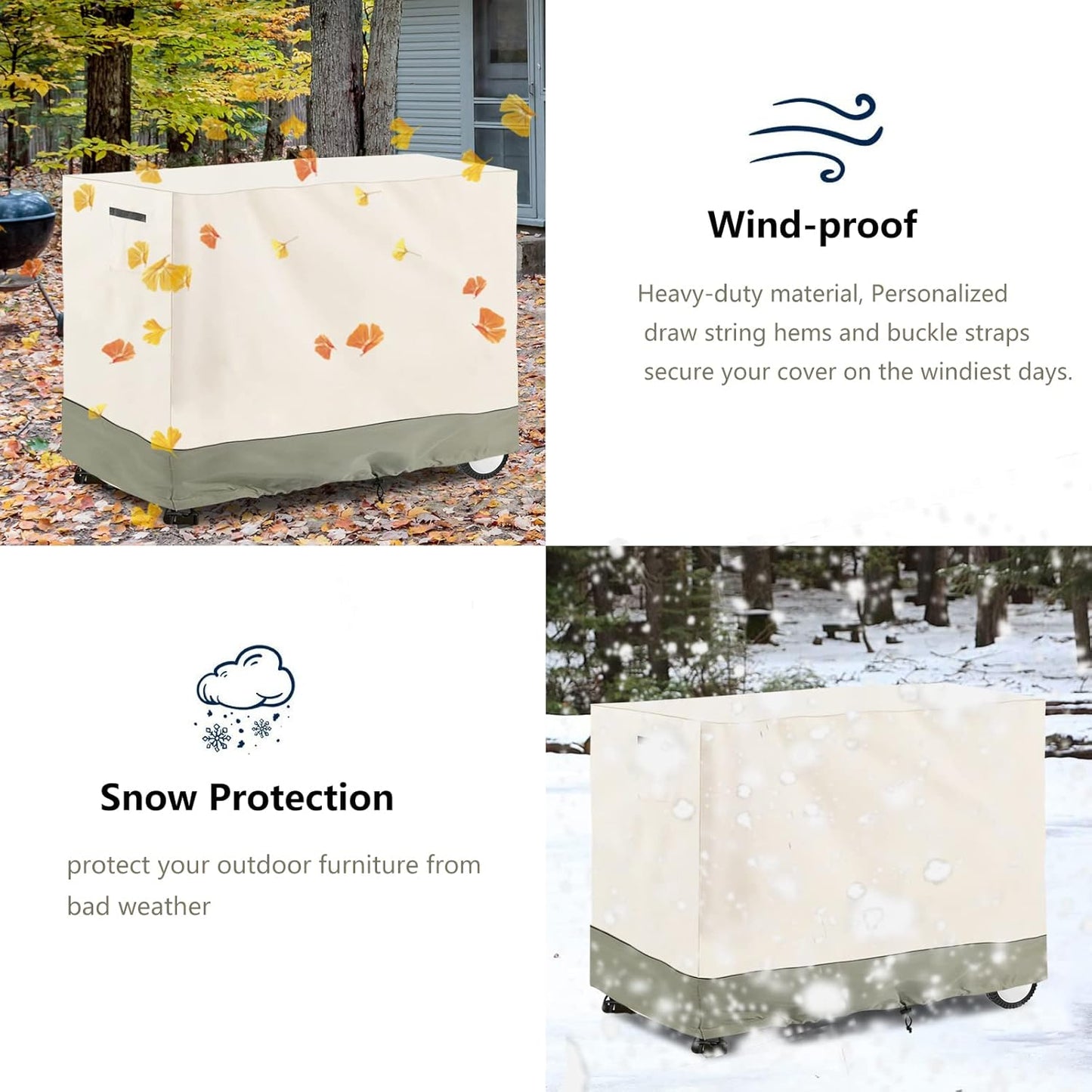 40 inch Bitubi Outdoor Dining Cart Cover for Royal Gourmet Double-Shelf Movable Dining Cart Table, Heavy Duty