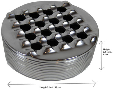 Aluminum Metal Cigar Ashtray with Lid For Men-Durable handcrafted 16 Holes Grid Design Cigar Ash Tray for indoor and outdoor - Wind Resistant Round Ashtray for Cigars to Cigarillos (SILVER)