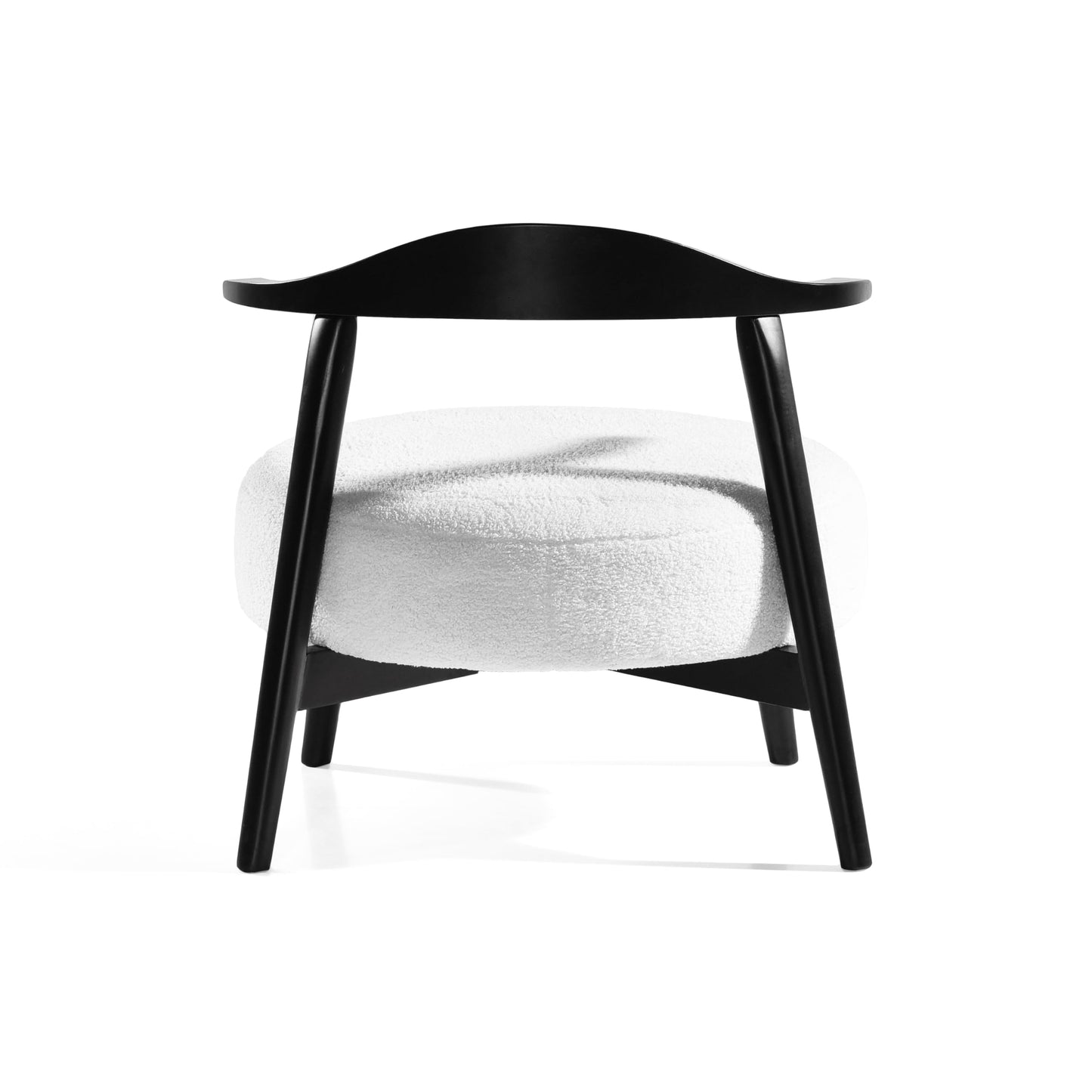 Christopher Knight Home Ipomoea Low-Back Accent Chair Side Chair, Modern Accent Chair,Mid-Century Upholstered Armchair with Curved Backrest, Bouclé Fabric,Birch Wood, White + Black