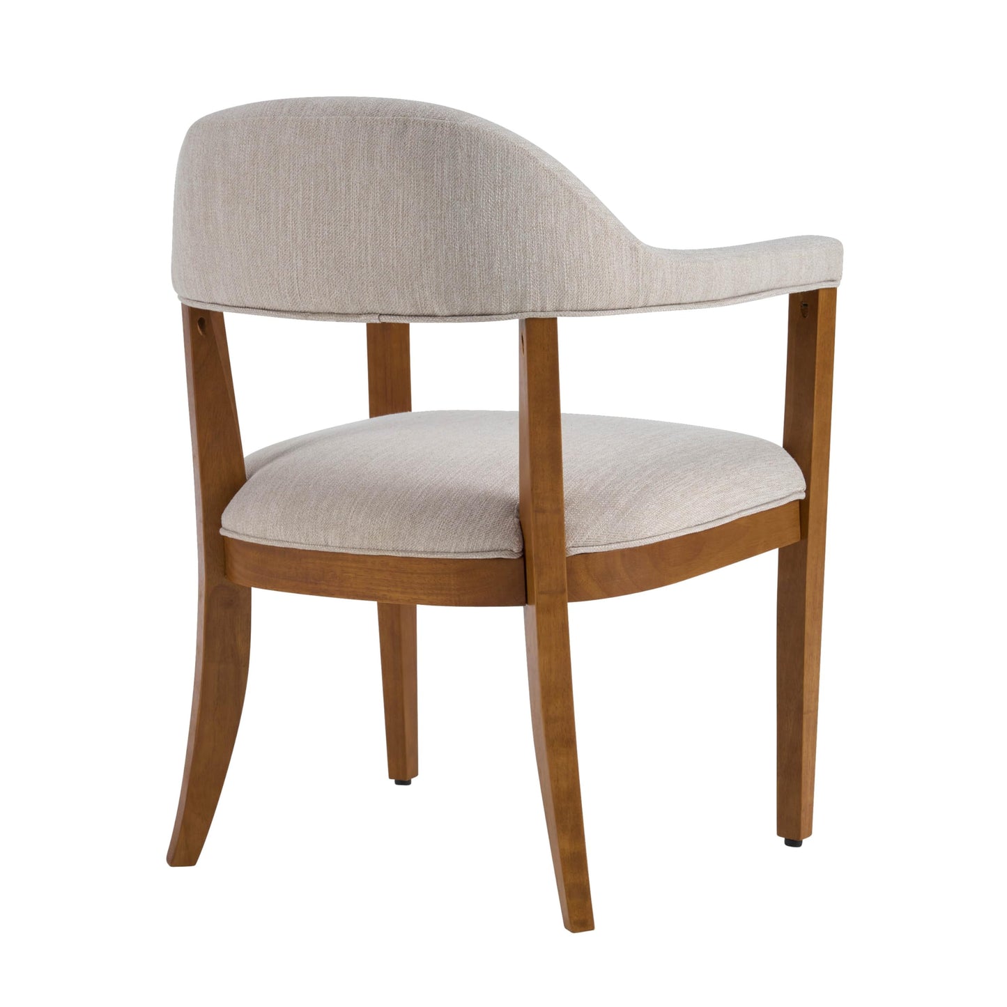Christopher Knight Home Moren Upholstered Dining Chairs Set of 2, Sturdy Rubberwood Dining Chair with Armrest, Kitchen Chairs with Comfy Curved Backrest, Extra Seat for Dining Room, Beige + Walnut
