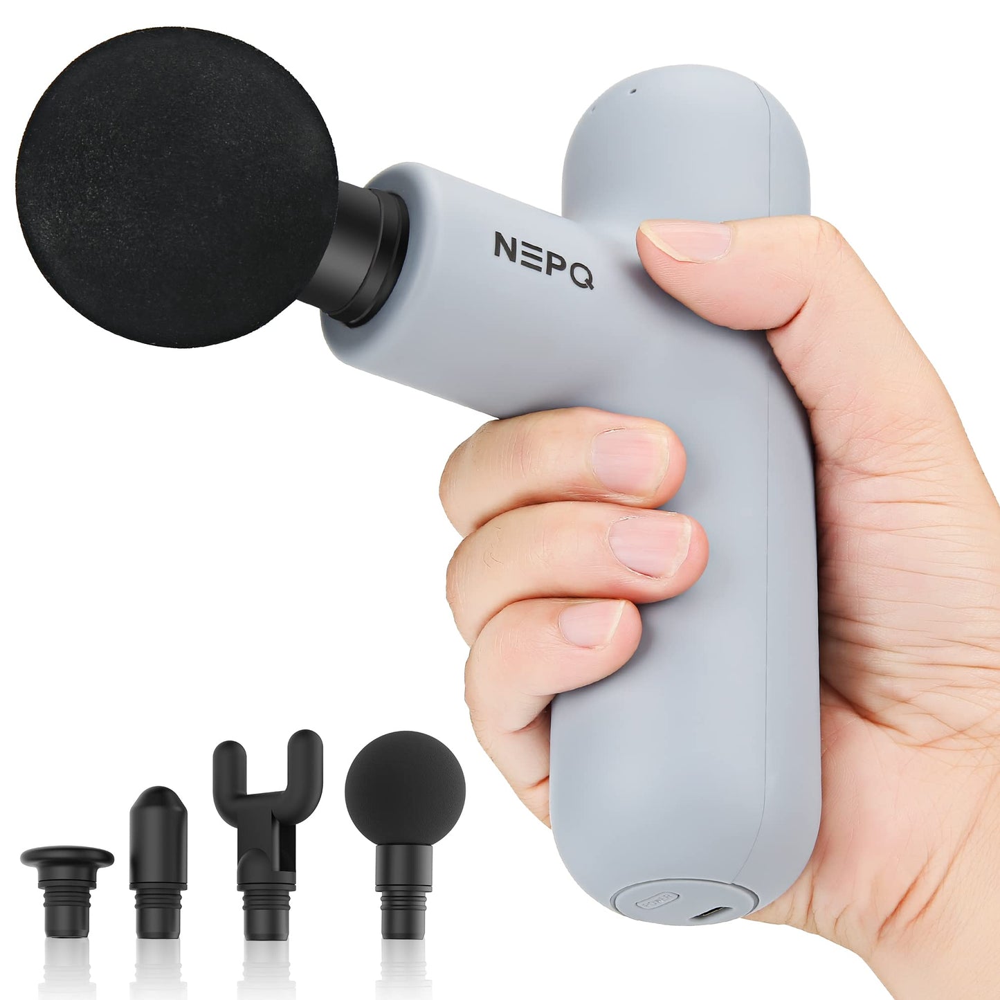 Mini Massage Gun, Powerful Fascial Gun Portable Deep Tissue Percussion Muscle Back Head Massager for Pain Relief with 4 Massage Heads High-Intensity Vibration Rechargeable Small Massage Gun