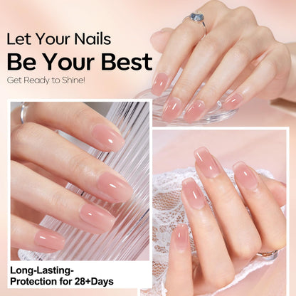 modelones Gel Nail Polish Set 2 Pcs 15ml French Manicure Kit White Nude Pink Jelly Sheer Gel Polish Soak Off UV LED Classic French Tip Gel Polish Natural Nail Art DIY Gift for Women