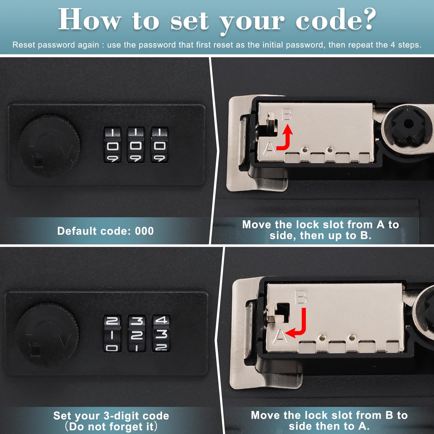 KYODOLED 20 Key Storage Lock Box with Code, Key Cabinet Organizer Wall Mount with Combination Lock, Key Hooks & Labels, 7.87 x 6.3 x 3.14 in, Black