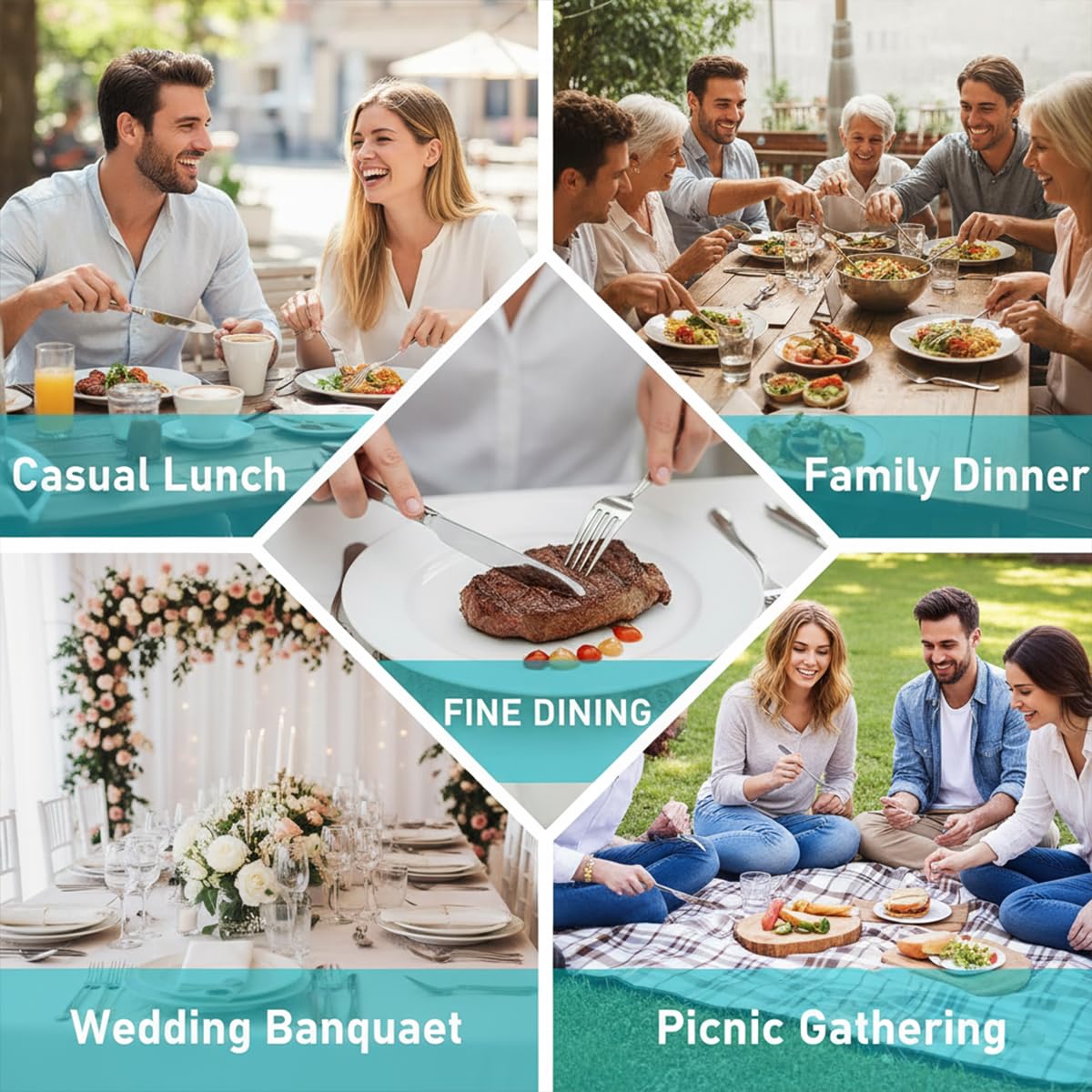 10 Pieces Serving Utensils Include Serving Spoons,Slotted Serving Spoons,Serving Forks,Serving Tongs,Soup Ladle and Pie Cake Server for Buffet Catering Banquet Party(Silver)