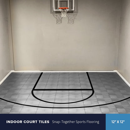 IncStores 3/8 Inch Thick Indoor Basketball Court Flooring | Build The Ultimate Space for Basketball, Tennis, and More with Moisture-Resistant Plastic Floor Tiles | Gunmetal, 104 Tiles