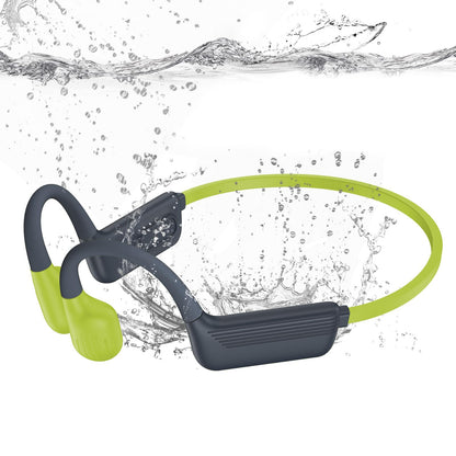 MARLALL Swimming Headphones-Bone Conduction Headphones, IP68 Waterproof Open Earphones, LiteSurge Bluetooth 5.4 Underwater Sport Earbuds with 32 GB MP3 Memory for Swimming, Marathon-Lime Green