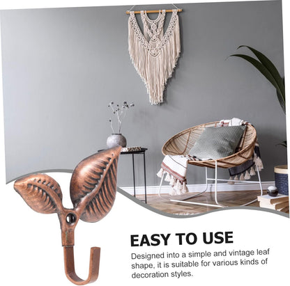 Leaf Wall Hooks 4 Sets, Black Coat Hooks, Decorative Wall Hat Hook, Office Wall Hanging Screw Iron Coat Hook