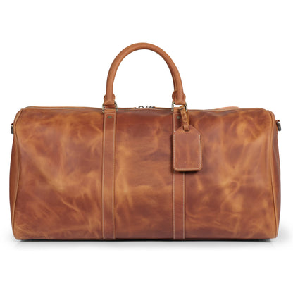 Londo Genuine Top Grain Leather Duffle Bag - Vintage Retro Travel Bag Overnight Weekender Bag Carry on Luggage Bag with Adjustable Shoulder Strap & Interior Pocket - Stylish Gym Bag for Men & Women