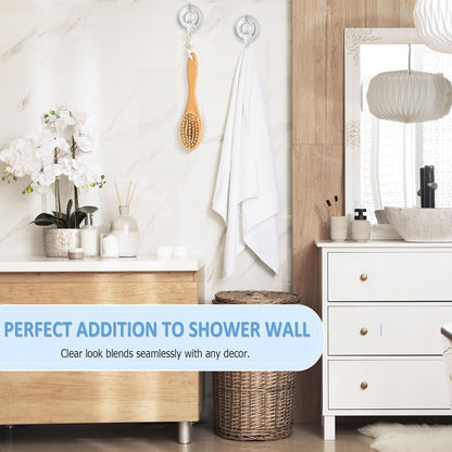 VIS'V Suction Cup Hooks - Heavy Duty Removable Shower Hooks | Clear, 4 Pack with Wipes