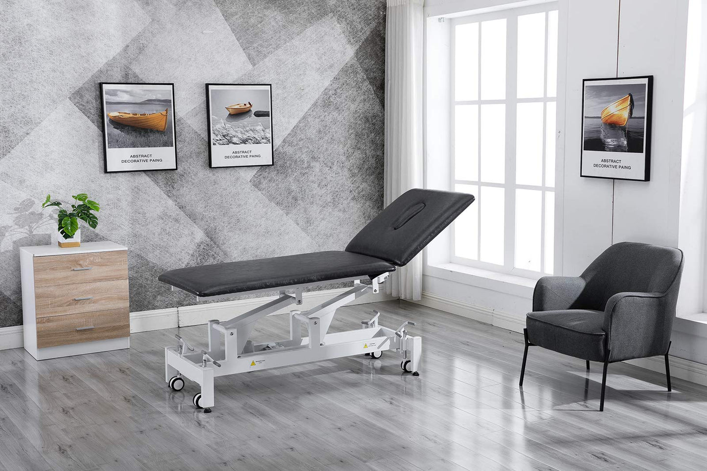 Physical Therapy Table,HomelyD Hi-Lo adjustable 2 section PT Treatment table,ultra comfortable foot control Facial Salon SPA Bed for Clinic,Massage and Acupuncture (Black）)-blue