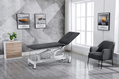 Physical Therapy Table,HomelyD Hi-Lo adjustable 2 section PT Treatment table,ultra comfortable foot control Facial Salon SPA Bed for Clinic,Massage and Acupuncture (Black）)-blue