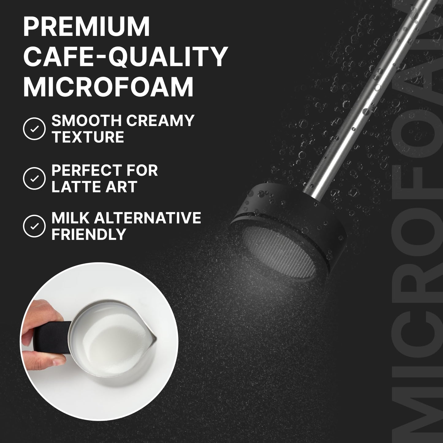 Subminimal NanoFoamer V2 Performance Milk Foamer | NEW Model Edition | Waterproof, Dual-Speed, Stainless Steel | Microfoamed Milk in 30 Seconds, Barista-Style Coffee Drinks Home