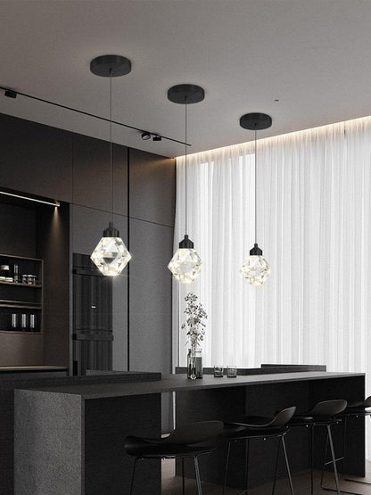 Crystal Pendant Light for Kitchen Island,Black Chandelier Lights Fixture, Hanging Lighting Ceiling Light Fixture Modern Adjustable Pendant Lighting for Dining Room Bedroom