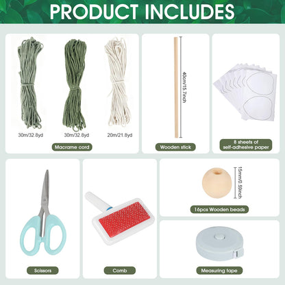 DIY Macrame Leaf Wall Hanging Beginners Macrame Kit, Includes Detailed Step-by-Step Instructions, Boho Macrame Leaf Tapestry Kit Wall Hanging, Handmade Enthusiast Gift for Home Living Room Bedroom