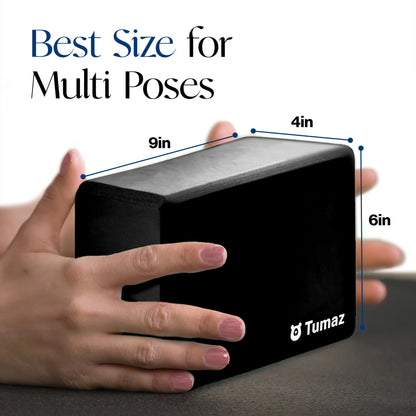 Tumaz Non-Slip Yoga Blocks 2-Pack - High Density/Lightweight EVA Foam & Natural Cork for Stability, Premium Set with E-Book Included