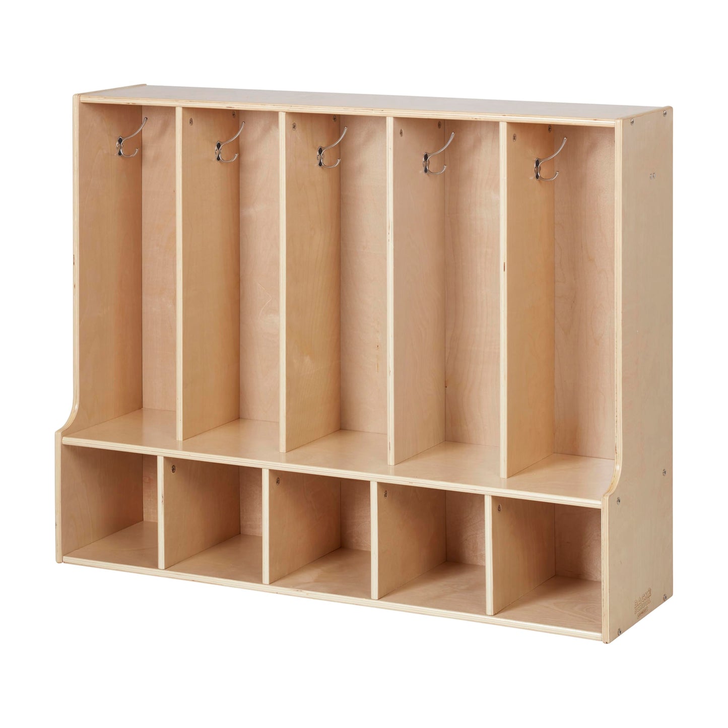 Back2School Express Sleekline 5-Section Toddler Coat Locker with Bench, Kids Furniture, Natural