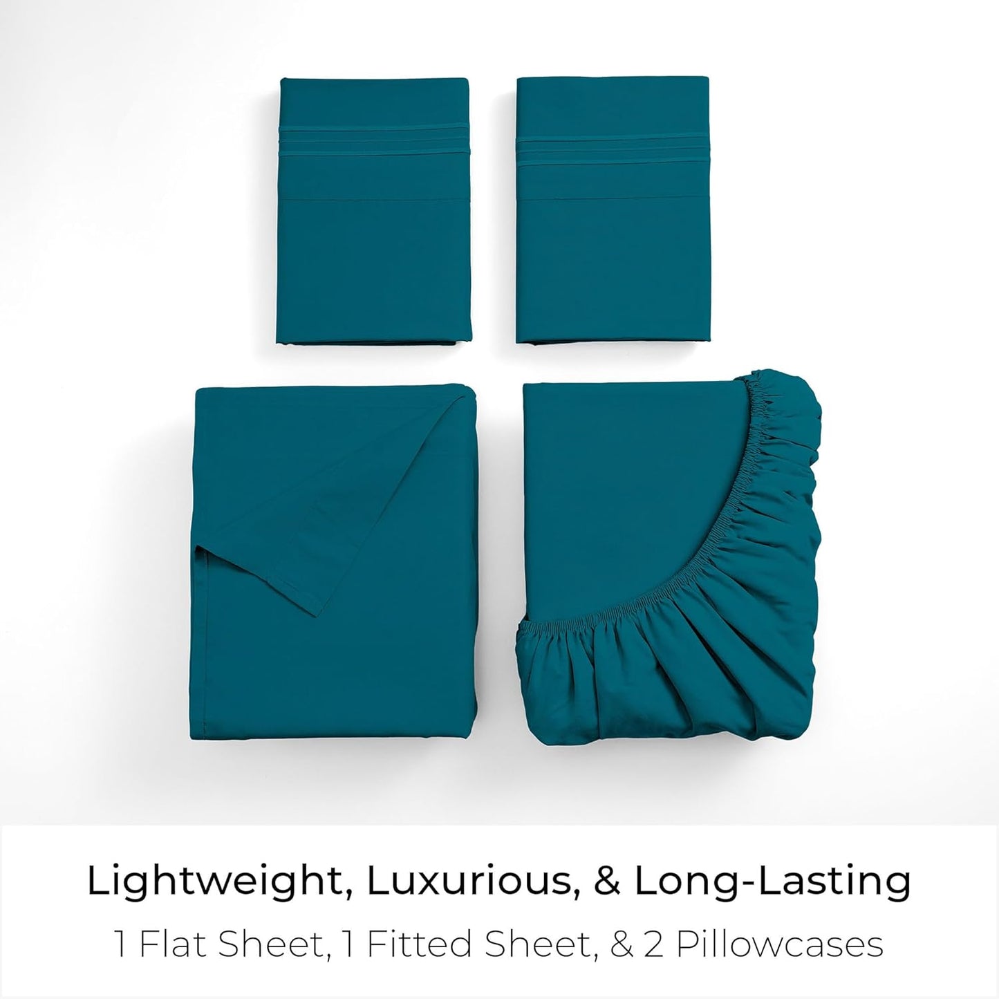 Mellanni Full Sheets Set - Iconic Collection Luxury Bedding | Extra Soft, Cooling, Wrinkle-Resistant (Teal)