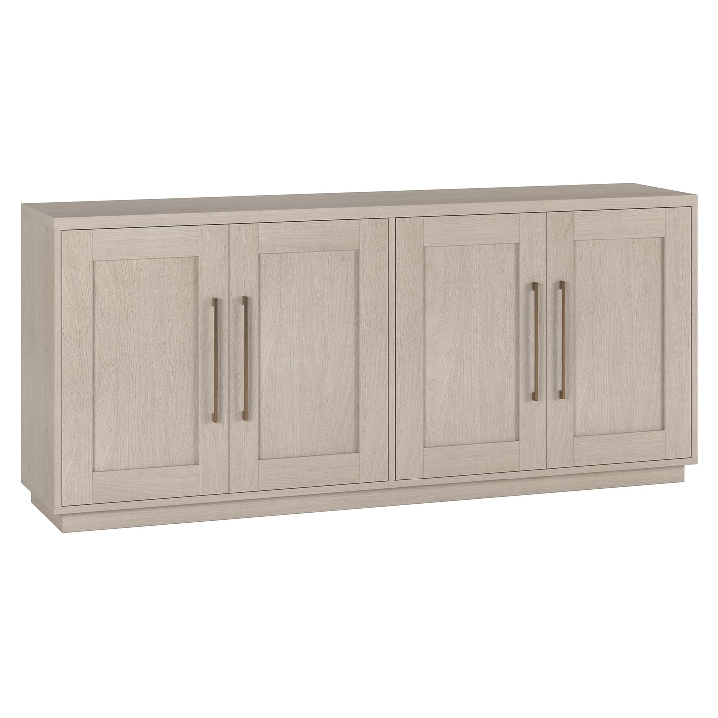 Henn&Hart 68" Sideboard Buffet Cabinet, Modern Credenza with 4 Panel Doors, Adjustable Shelves, and Cable Management Cut-Outs for Dining Room, Kitchen, Living Room or Entryway, Beech White
